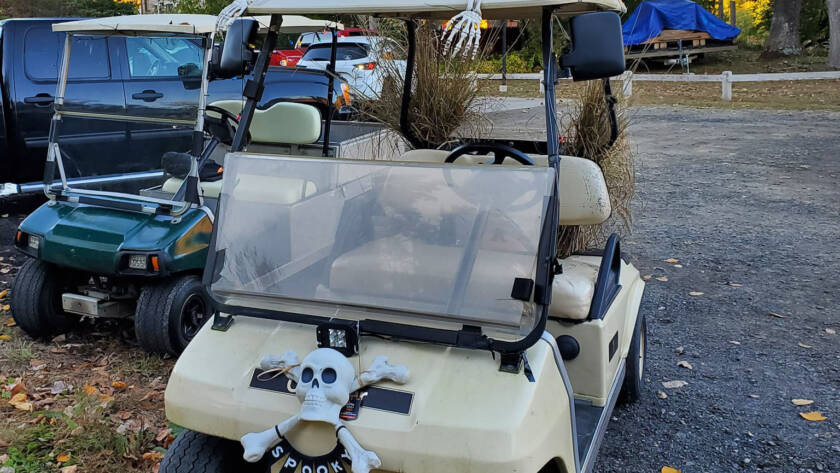 Golf Carts Decorated for Halloween